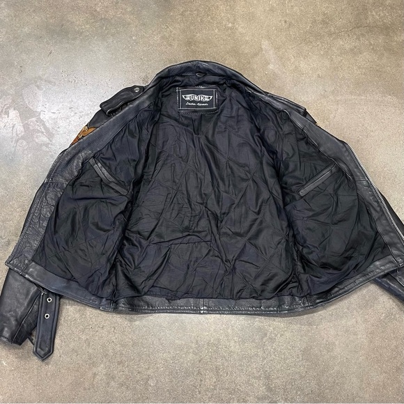 Unik Black Leather Motorcycle Jacket Asymmetrical Design - Picture 6 of 9